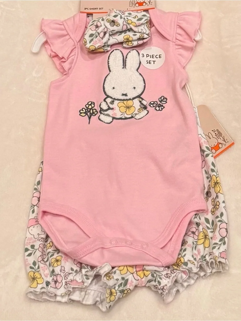 miffy Pink Floral 3-Piece Baby Matching Set
